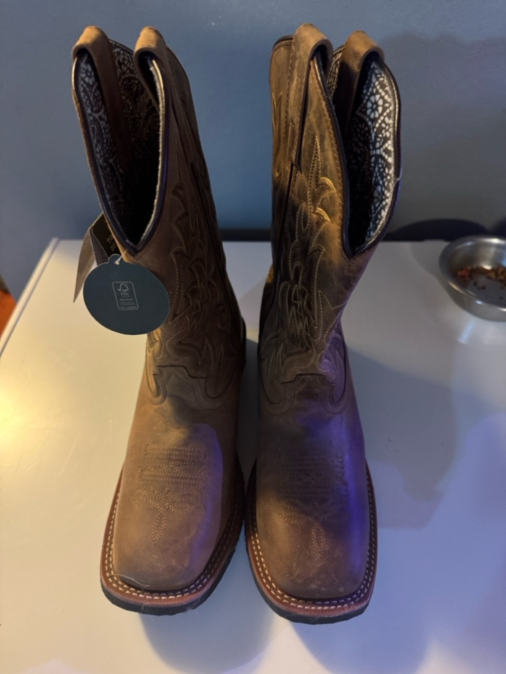 Brown Laredo Cowboy Boots - Embroidered Shaft